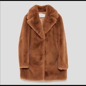 Zara Super Soft Faux Fur Teddy Bear Coat